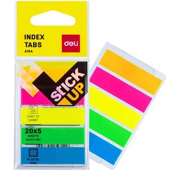 PESTAÑAS ADHESIVAS BANDERITA, 5 COLORES -