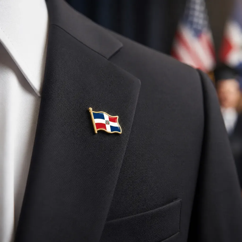 Pin Bandera Dominicana Ondeada Broche