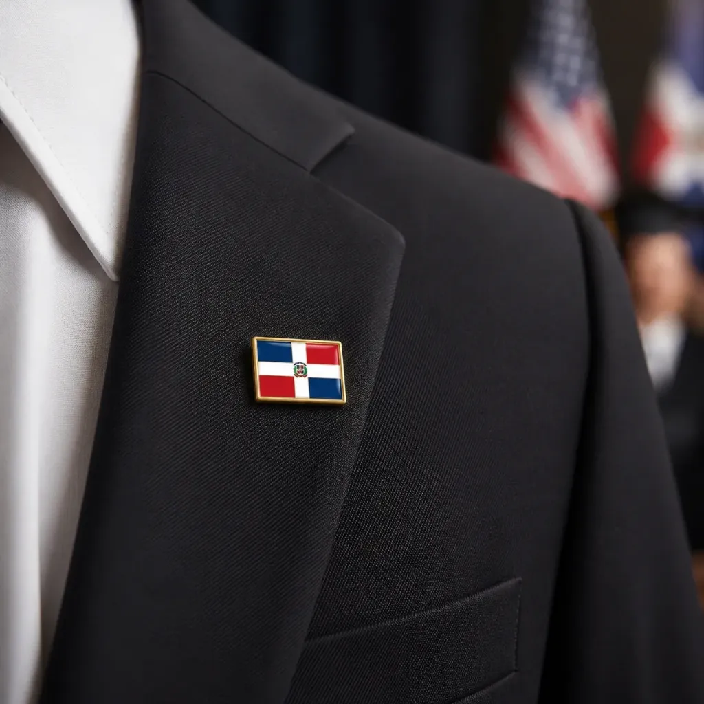 Pin Bandera Dominicana Rectangular Broche